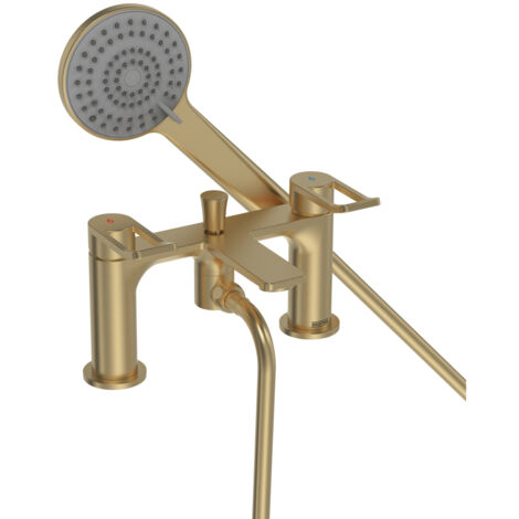 Bristan Saffron Bath Shower Mixer Tap Pillar Mounted - Brushed Brass