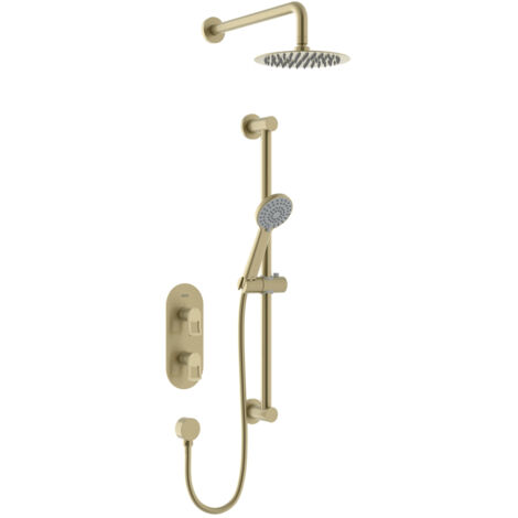 Bristan Saffron Brushed Brass Concealed Dual Control Shower Pack