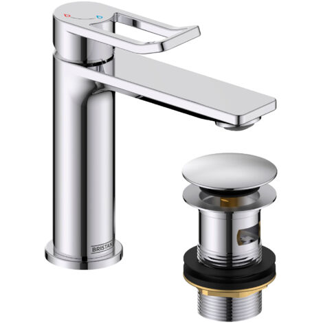 Bristan Saffron Eco Start Basin Mixer Tap with Clicker Waste - Chrome