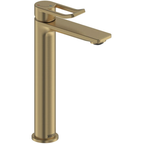 Bristan Saffron Eco Start Tall Basin Mixer Tap with Clicker Waste - Brushed Brass