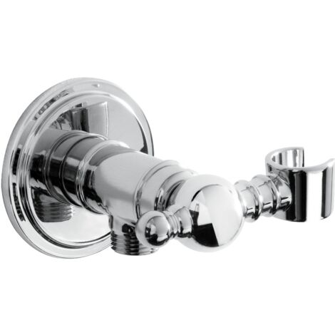 Bristan TD WORDHH04 C Traditional Wall Outlet Handset Holder Bracket with Round Bevelled Plate Chrome