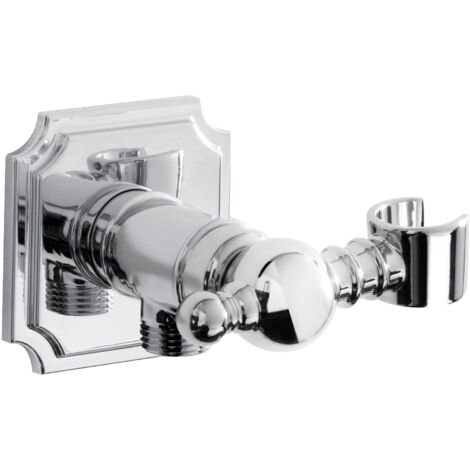 Bristan TD WOSQHH04 C Traditional Wall Outlet Handset Holder Bracket with Square Bevelled Plate Chrome