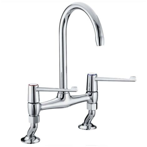Bristan VAL2 BRDSM C 6 CD Long Lever Bridge Deck Sink Mixer Chrome Kitchen Tap
