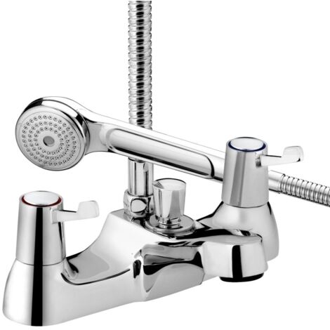 Bristan Value Bath Shower Mixer Tap with 76mm Metal Lever Handles - Chrome