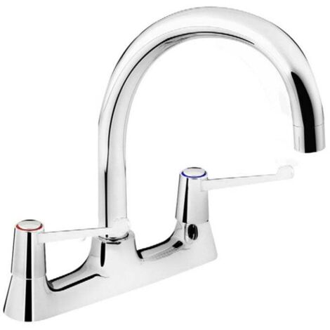 Bristan Value Kitchen Sink Mixer Tap Deck Mounted with 6 Inch Lever Handles - Chrome