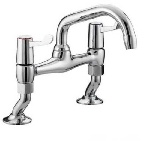 Bristan Value Lever Chrome Pillar Bridge Kitchen Sink Tap with Ceramic Disc Valves - VAL2-PSNK-C-CD