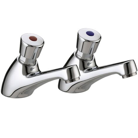 Bristan Value Timed Flow Basin Taps Pair - Chrome