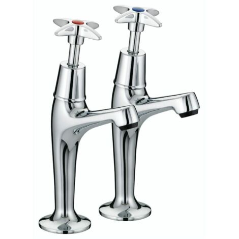 Bristan X Head Chrome High Neck Pillar Kitchen Sink Taps - VAX-HNK-C