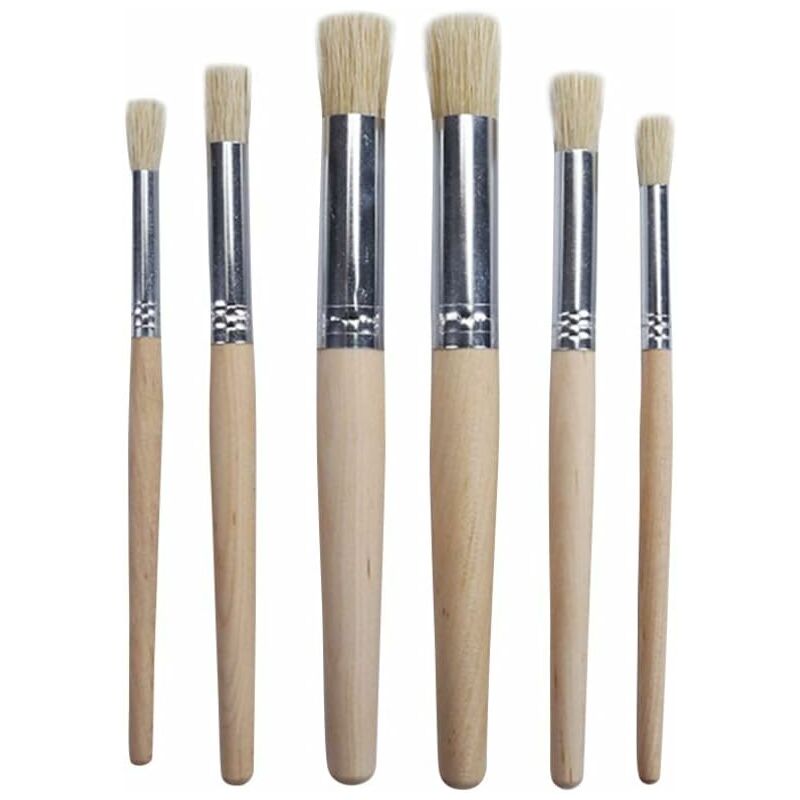 Bristle Paint Brushes Professional Paint Brush Wood Handle Brushes for Oil Acrylic Watercolor Painting 6pcs