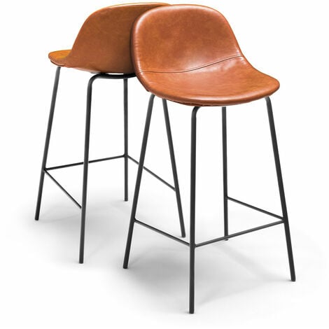 BRISTOL - Coppia di sgabelli di design in leatherette cuoio
