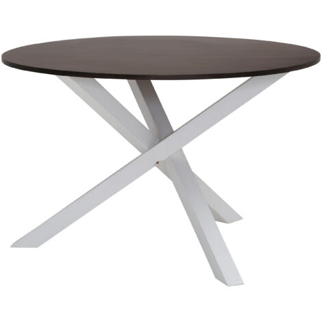 Bristol-Table de salle à manger ronde 120 cm en chêne aspect marron