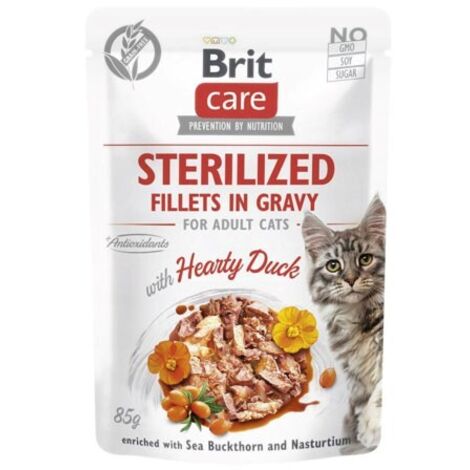 BRIT Care Cat Sterilised Hearty Duck Pouch - cibo umido per gatti - 85 g
