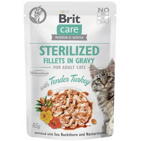 Brit Care Cat  Sterilisiert  Filets in Sauce für sterilisierte Katzen 85 g – Pute 85 g