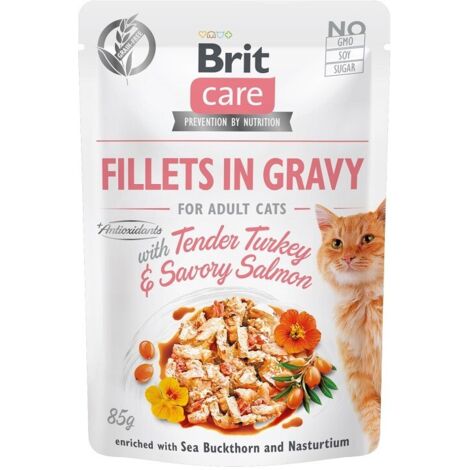 Brit Care Filetti di tacchino e salmone in salsa per gatti 85 g