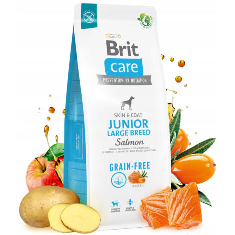 Brit Care Hundefutter, getreidefrei, Junior, groß, Lachs, 12 kg