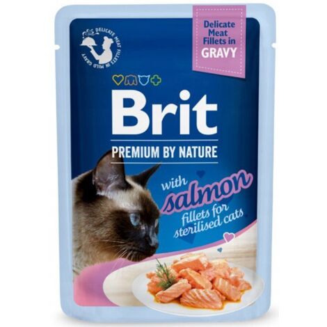 BRIT PREMIUM CAT Adult Sterilisierte Lachsfilets (Beutel) 85g