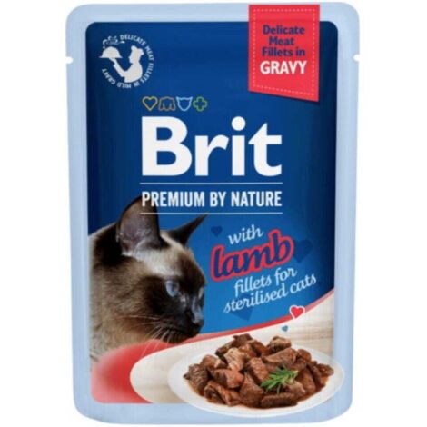 BRIT PREMIUM CAT Filetes de cordero esterilizados adultos (bolsa) 85 g