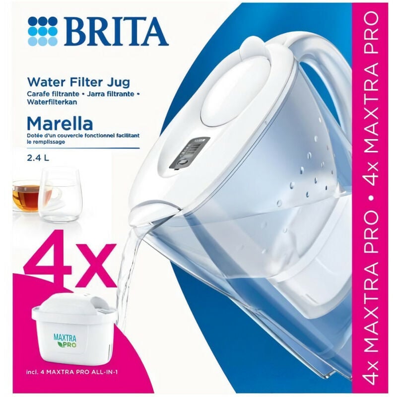 Carafe filtrante Marella blanche + 4 cartouches maxtra pro All-In-1 - Brita