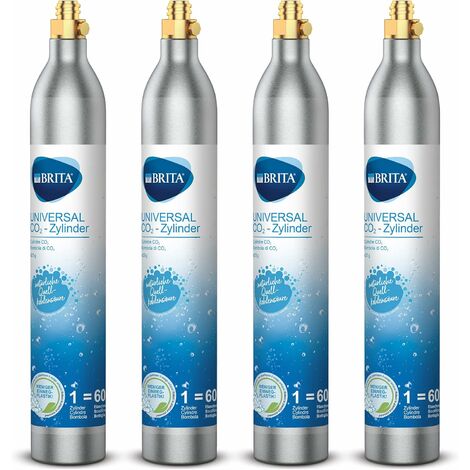 BRITA CO2-Zylinder 4-er Pack für Wassersprudler (bis zu 60l gesprudeltes Wasser pro Füllung) - Mehrfarbig