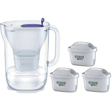 BRITA Filterkanne - Stil Blau - Kapazität 2,4L, davon 1,4L gefiltertes Wasser - 3 Monate MAXTRA PRO
