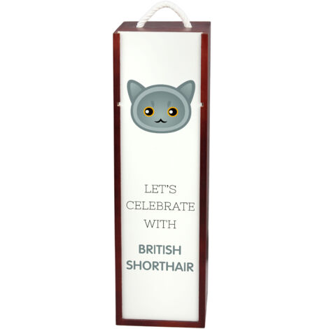 British Shorthair - coffret à vin avec graphisme et inscription par Art-Dog
