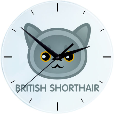 British Shorthair - Horloge en MDF avec graphisme et inscription par Art-Dog