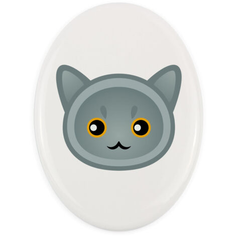 British Shorthair - piastrella in ceramica per tomba con grafica e iscrizione di Art-Dog