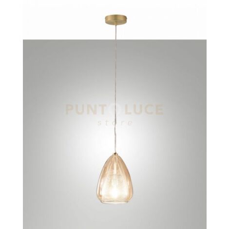 BRITTON LAMPADARIO A SOSPENSIONE IN VETRO AMBRA  D.22CM 1 LUCE ATTACCO E27