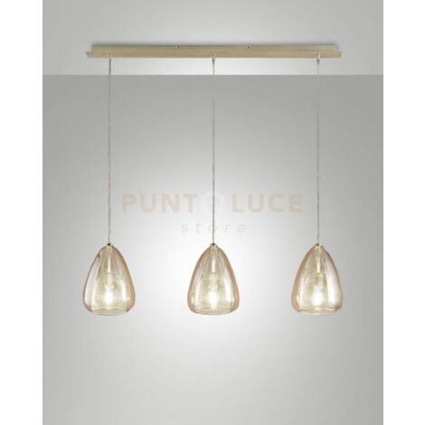 BRITTON LAMPADARIO A SOSPENSIONE IN VETRO AMBRA D.22CM 3 LUCI ATTACCO E27