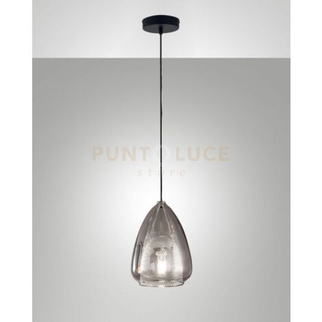 BRITTON LAMPADARIO A SOSPENSIONE IN VETRO FUME'  D.22CM 1 LUCE ATTACCO E27