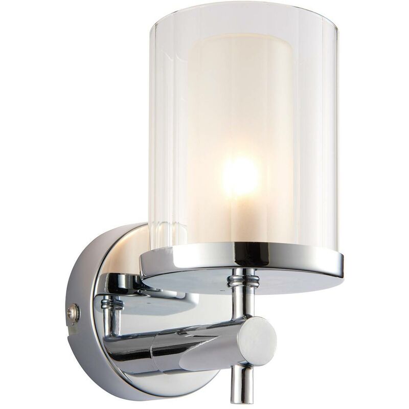 Endon Lighting - Endon Britton - 1 Light Bathroom Wall Light Chrome IP44 with Clear Rippled Glass, G9