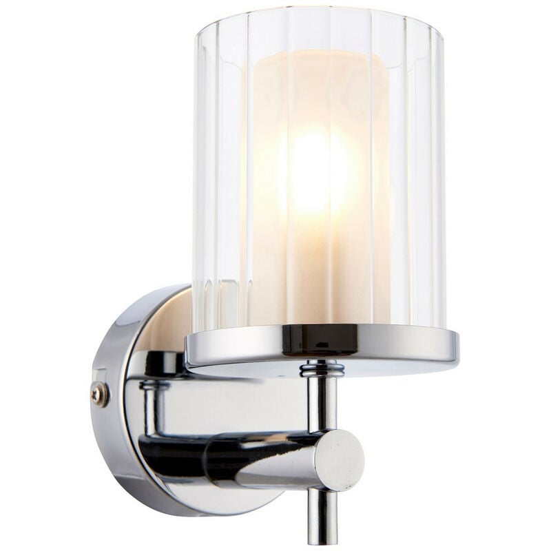 Britton - 1 Light Bathroom Wall Light Chrome IP44 with Clear Rippled Glass, G9 - Endon