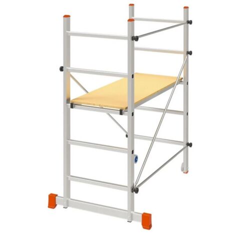 Brixo – Échafaudage de travail 2.85m – Plateau 110 x 40 cm – Aluminium – Charge 120 kg – Plancher anti-dérapant – Roues stabilisatrices