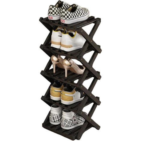 Briznsn Étagère à chaussures, modèle sur pied, pliable, 5 étages, idéale pour l'entrée, résistante et facile à monter, adaptée à l'entrée, à la penderie et à la chambre à coucher