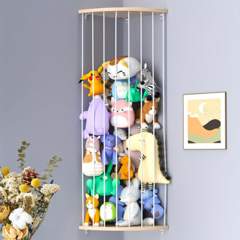 Briznsn Étagère murale pour peluches, à hauteur réglable, résistante, en bois, idéale pour les crèches modernes, les chambres d'enfants et les salles de jeux