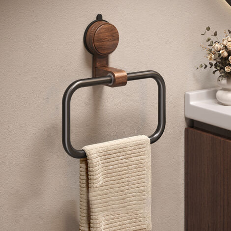 Briznsn Porte-serviettes métallique à ventouse, style rétro, à fixation murale sans perçage, pivotant à 360°, pour salle de bains et toilettes