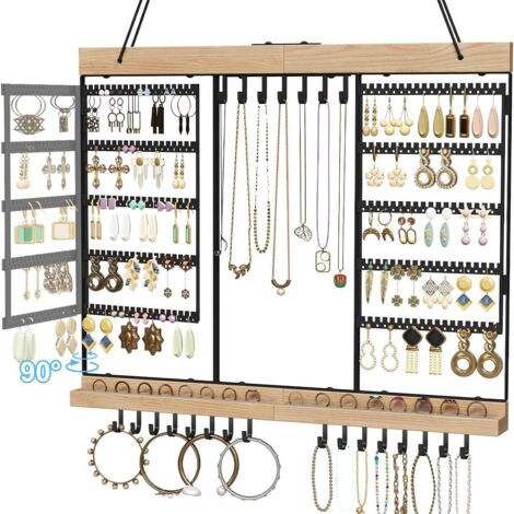 Briznsn Présentoir à bijoux, grand modèle - rotatif - à suspendre, cinq étages, destiné aux filles, idéal pour les boucles d'oreilles, les colliers, les bracelets et les bagues