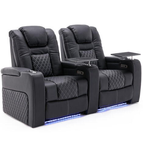 BROADWAY CINEMA SOFA 2 SEATER BLACK / WHITE WITH TRAY