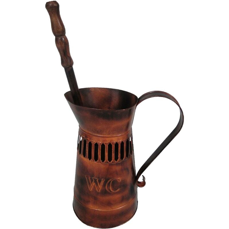 Broc avec brosse wc métal rouille