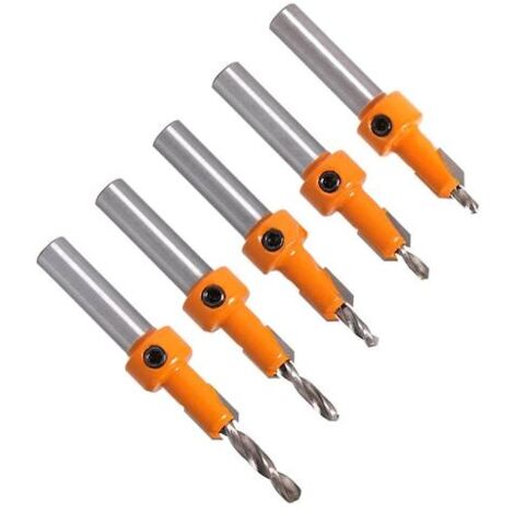 Broca avellanadora carpintería 5 piezas diámetro 8mm, perforación cónica cabeza aleación, escalera para tornillos autorroscantes madera