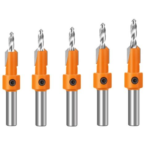 Broca avellanadora para fresado de madera, vástago de 8 mm, broca avellanadora HSS para carpintería, extractor de tornillos para demolición (5 piezas de 8 mm)