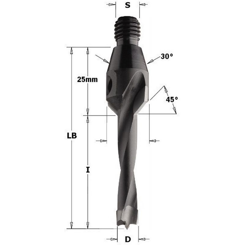 

CMT 334.050.11 - Broca con avellanador hm diam 5x30 s m10/30 dx