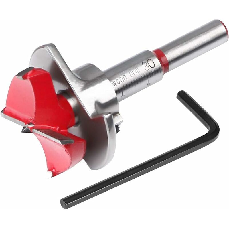 

Broca de enrutador LITZEE, juego de brocas de posicionamiento ajustable de 30 mm, sierra perforadora de carburo cementado con tope de profundidad