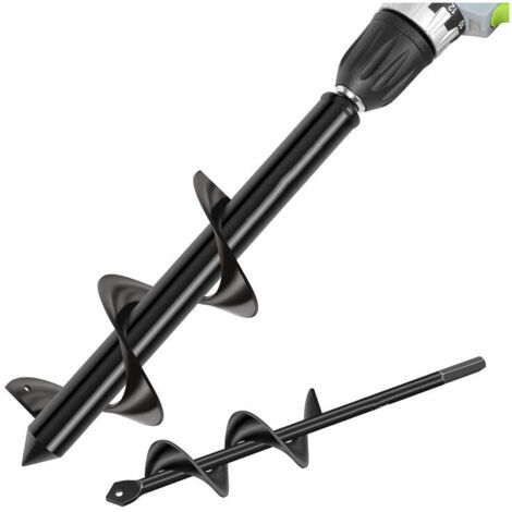 Broca de jardín Ø 80 y Ø 40 mm 2 piezas, broca de jardín en espiral, práctica herramienta de plantación para perforar agujeros rápidamente y plantar flores, árboles, arbustos
