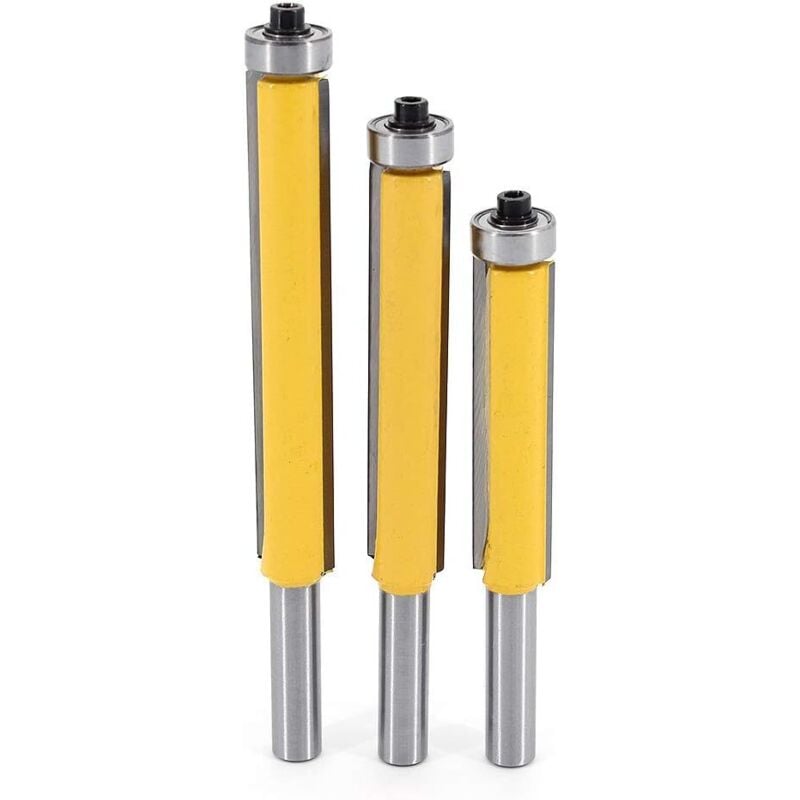 Broca enrutadora de copia de 3 piezas, vástago de 8 mm, herramientas de fresado de carpintería para bricolaje, corte con rodamiento superior, broca