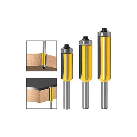 Broca enrutadora para carpintería con vástago de 8 mm con 4 cuchillas, juego de brocas enrutadoras con patrón de acabado de 3 piezas