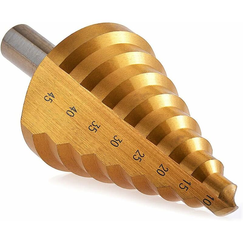 

Litzee - Broca escalonada ranurada [10 a 45 mm] Acero de alta velocidad, vástago triangular, herramientas de perforación de bricolaje HSS