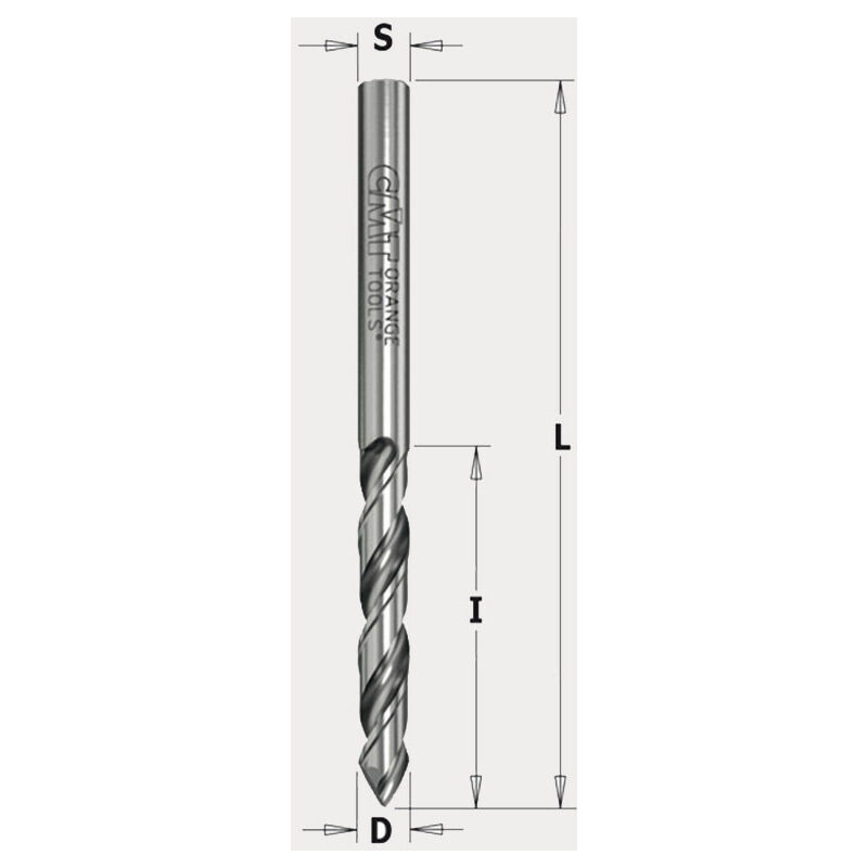 

CMT - Broca helicoidal para taladros pequeños pasantes (cortes 60º) : Diámetro eje: 4 - Largo total: 55 - Rotación derecha