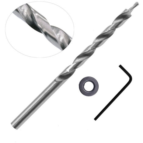 Broca helicoidal de cambio rápido HSS, broca helicoidal de vástago redondo de 9 mm con limitador de profundidad (plateada)