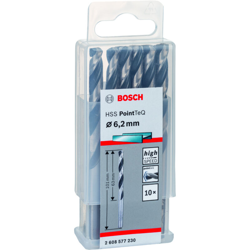 

2608577230 Broca para metal HSS-RPointTeQ DIN338 6.2x63x101:10uds. - Bosch